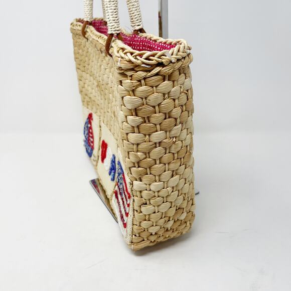 Quacker Factory USA Patriotic Wicker Tote Bag Purse Flag Sequin Embellished - Picture 11 of 16